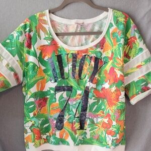 Juicy Couture Floral Terry Jersey Style Print Top